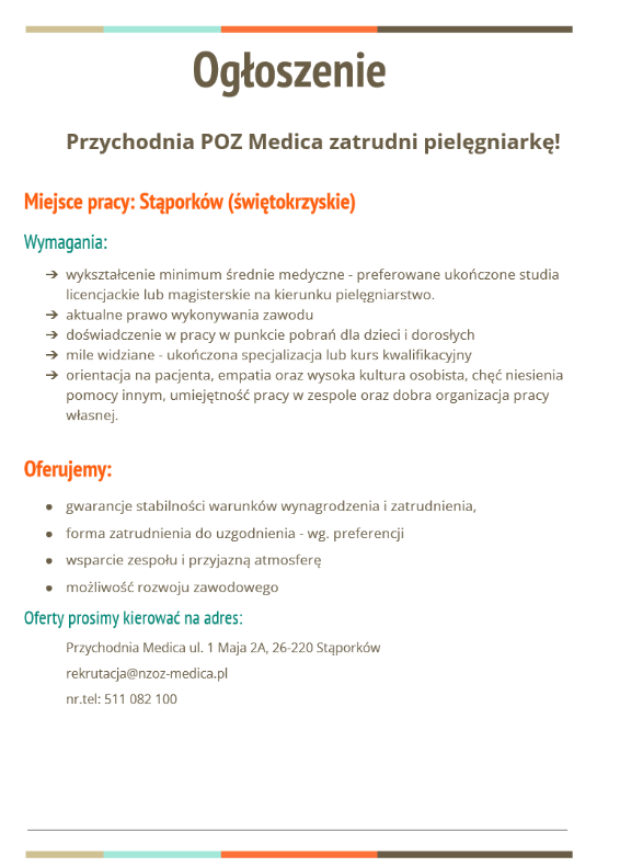 poz medica praca staporkow